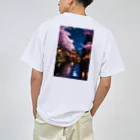 Inner Peace Channelの川と桜と明かり ドライTシャツ