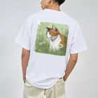 にゃんこーねこの草の中の猫 ドライTシャツ