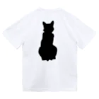 アトリエGINのロシアンブルー銀　猫の100% Tシャツ(黒シルエットVer)  ドライTシャツ