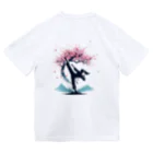 Yutaka_Hのハイキック背景桜Tシャツ ドライTシャツ