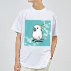 white-cockatooの花とキバタン ドライTシャツ