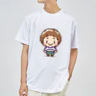 子供と動物のイラスト屋さん｜イラストグッズのお店のドット絵風　ボーダーシャツのキャラクター Dry T-Shirt