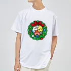 Cody the Lovebirdのクリスマスリース　セキセイインコ、オカメインコ、コザクラインコ　Chubby Bird ドライTシャツ