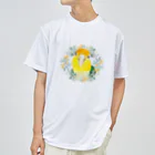 mariechan_koboの031 シロハラインコ オレンジ小花のリース Dry T-Shirt