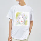 isiko　Miyahara Izumiのお花と水彩の子 ドライTシャツ