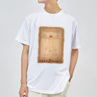 アニマル四字熟語の『ウィトルウィウス的人体図』絵画アートシリーズ ドライTシャツ