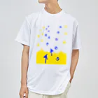 shi-chi Labo graph(詩一）の足跡(猫と鳥) ドライTシャツ