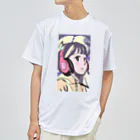 Tsuneのヘッドフォンを付けた女性キャラクターグッズ ドライTシャツ