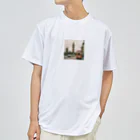 K-K123456のレトロなビックベンのイラストグッズ ドライTシャツ