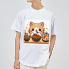 zuuu-の☆食いしん坊にゃんこ☆ ドライTシャツ