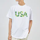 junichi-goodsのバルーン文字「USA」（緑色系） Dry T-Shirt