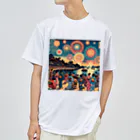 raio-nの夏の花火大会浮世絵スタイルポスター ドライTシャツ