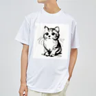 catsの一筆書きで描かれたかわいい猫のイラスト Dry T-Shirt