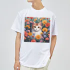 FLOWERアニマルのロココFLOWERキャットコスモス ドライTシャツ