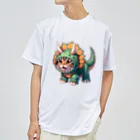 IloveCatのトリケラトプスのフードを被った子猫 ドライTシャツ
