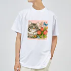 Y m @Y's shopの猫とチューリップ Dry T-Shirt