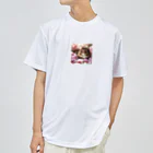 Y m @Y's shopの猫と胡蝶蘭 ドライTシャツ
