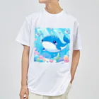 ハートフルの愛らしいクジラさん癒しグッズ ドライTシャツ