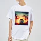 aircooled3のレトロなワーゲン 夕暮れビーチ 2 ドライTシャツ