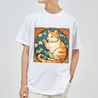 ゆまちゃんの開運雑貨屋さんの金運招く猫ミュシャ風 ドライTシャツ