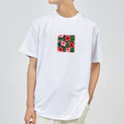 オンラインショップイエローリーフの赤色の花ハイビスカス ドライTシャツ