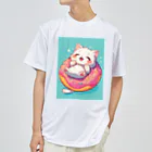 AQUAMETAVERSEの子猫ドーナツ浮輪楽む　　なでしこ1478 ドライTシャツ