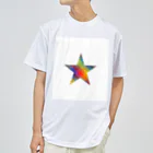 綺麗何学模様の虹×スター×虹（ホワイト） ドライTシャツ