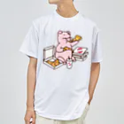 ichomaeのピザを食べるブタ（カラー） ドライTシャツ