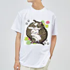 大江戸のくるくる猫たち（背景無） ドライTシャツ