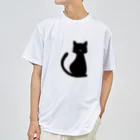 kaz-uのデザインイラストのシルエットキャット Dry T-Shirt