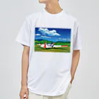 GALLERY misutawoの草原の飛行機 ドライTシャツ