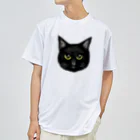 WataMayuroom☆の大きな瞳黒猫 ドライTシャツ