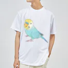 まめるりはことりの見上げるセキセイインコちゃん【まめるりはことり】 ドライTシャツ