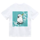 white-cockatooの花とキバタン ドライTシャツ