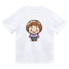子供と動物のイラスト屋さん｜イラストグッズのお店のドット絵風　ボーダーシャツのキャラクター Dry T-Shirt