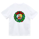 Cody the Lovebirdのクリスマスリース　セキセイインコ、オカメインコ、コザクラインコ　Chubby Bird ドライTシャツ