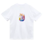 dolphineの上目遣いで見上げるrainbow cute cat Dry T-Shirt