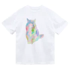 小鳥と映画館のユニコーンカラーの猫 Dry T-Shirt