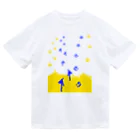 shi-chi Labo graph(詩一）の足跡(猫と鳥) ドライTシャツ