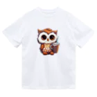 Vasetti_pressのフクロウとコーヒー ドライTシャツ