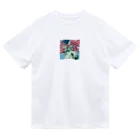 SK8461の自由の女神とアメリカ国旗 Dry T-Shirt