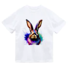 gagalarinnのColorful Watercolor-ウサギ ドライTシャツ