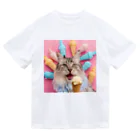 猫雑貨屋　ねこまろのアイスを食べた猫 Dry T-Shirt