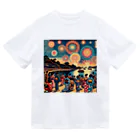 raio-nの夏の花火大会浮世絵スタイルポスター ドライTシャツ