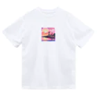 kaori_0546の夕焼けに染まる離島の灯台 ドライTシャツ