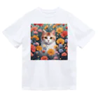 FLOWERアニマルのロココFLOWERキャットコスモス ドライTシャツ