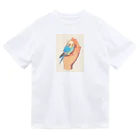 AQUAMETAVERSEの手のひらでおしゃべりセキセイインコの　BLUE PLUM  691 Dry T-Shirt