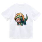 IloveCatのトリケラトプスのフードを被った子猫 Dry T-Shirt