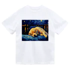 Dog Art Museumの【星降る夜 - ラブラドールレトリバー犬の子犬 No.3】 ドライTシャツ
