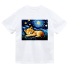 Dog Art Museumの【星降る夜 - 柴犬の子犬 No.1】 Dry T-Shirt